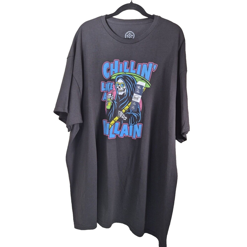 DOM Chillin Like A Villain Graphic Black T-Shirt Mens Size 3XL Grim Reaper NWT